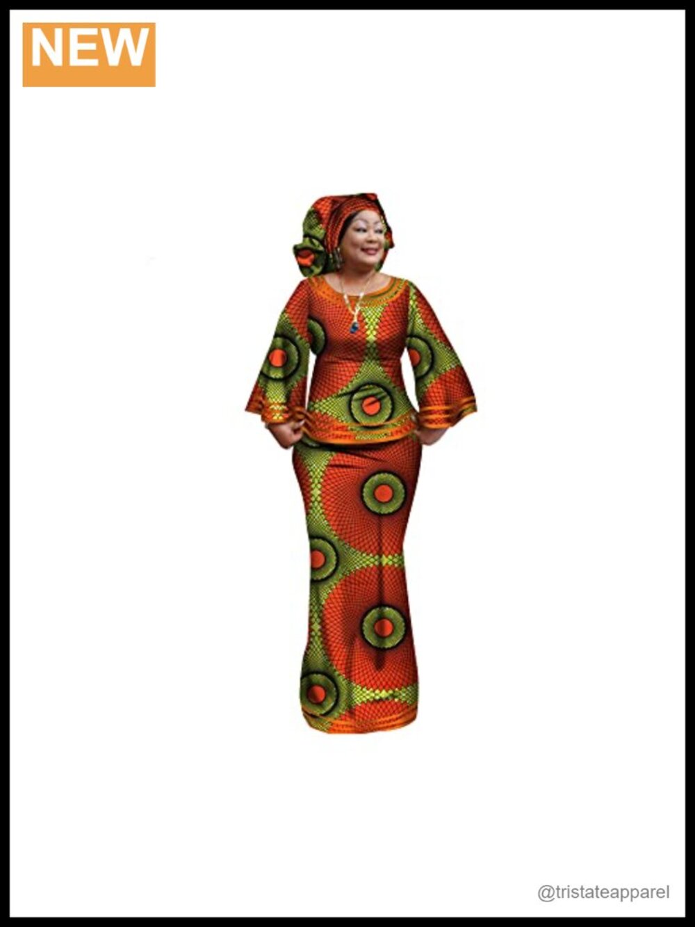 Ankara African Print Dress Long Sleeve A-Line Long Skirt Formal Party